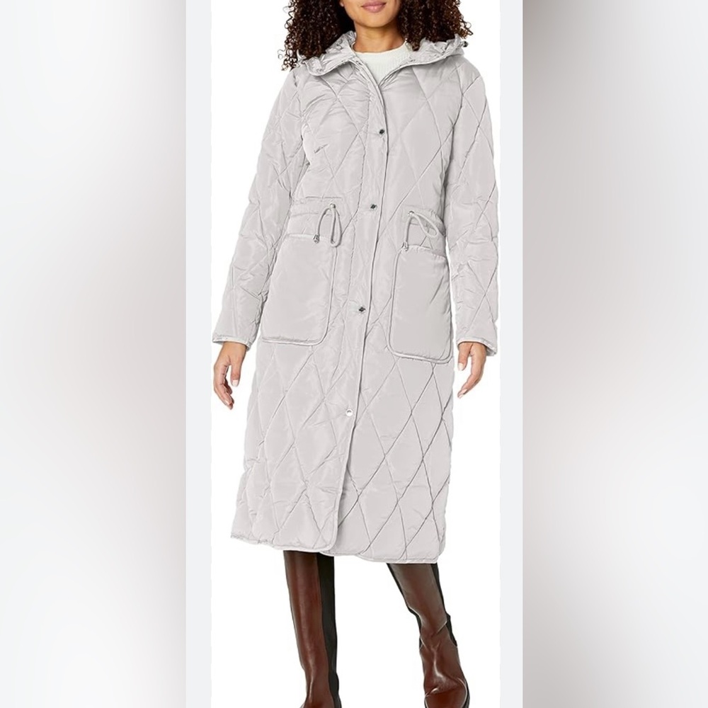 Kenneth Cole Women's Quilted Silver Puffer Coat